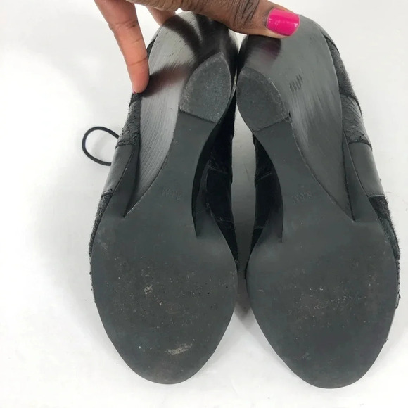 Kenneth Cole Calf Hair Lace Up Open Wedges Booties - Picture 6 of 8